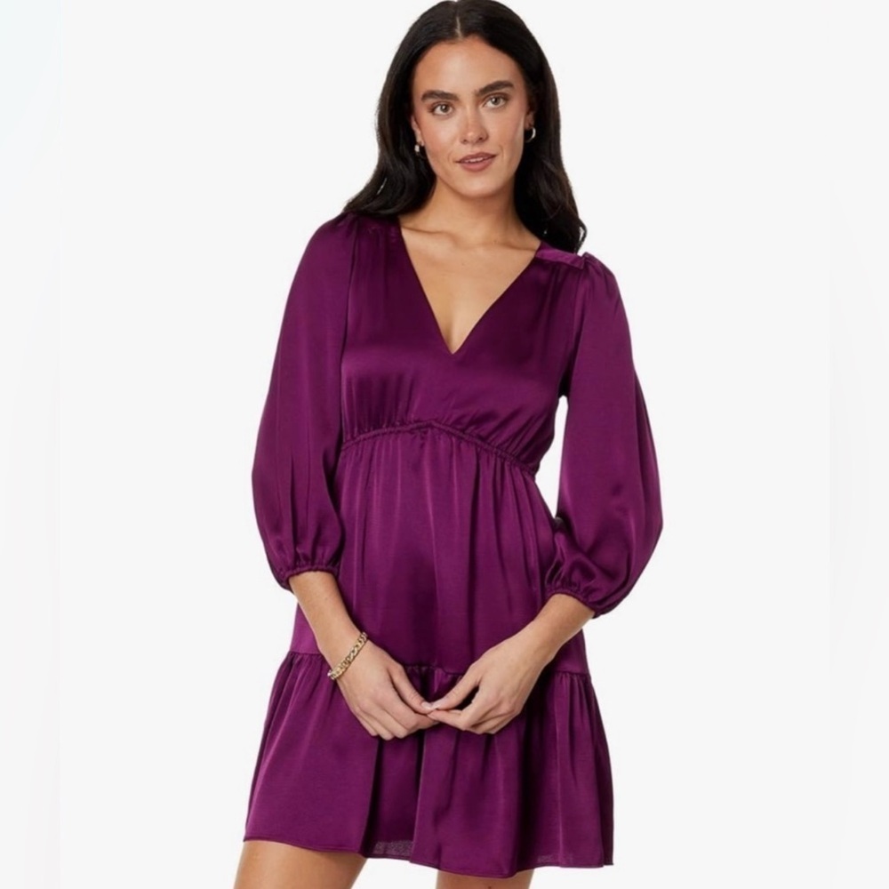 NWT Lilly‎ Pulitzer Deacon Dress Sz 8 V-Neck Cherry Purple Event